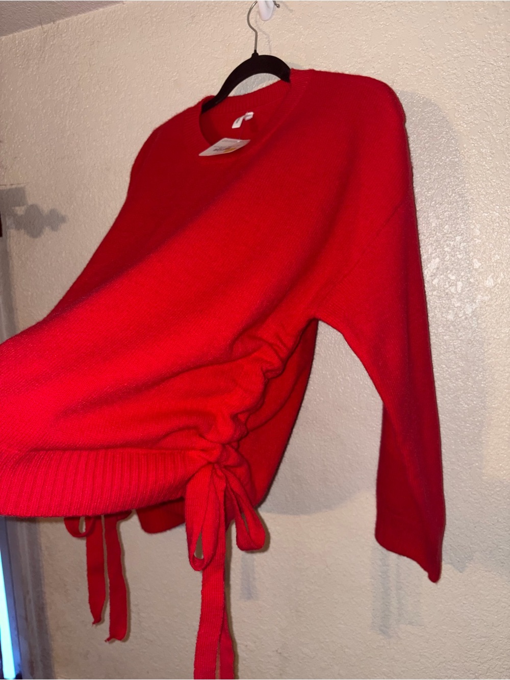 ❤️🎀NWT Wishlist "Emma Ruched Sweater” Functional Side Bows🎀🎀Detail • Red❤️ Large - Picture 8 of 12